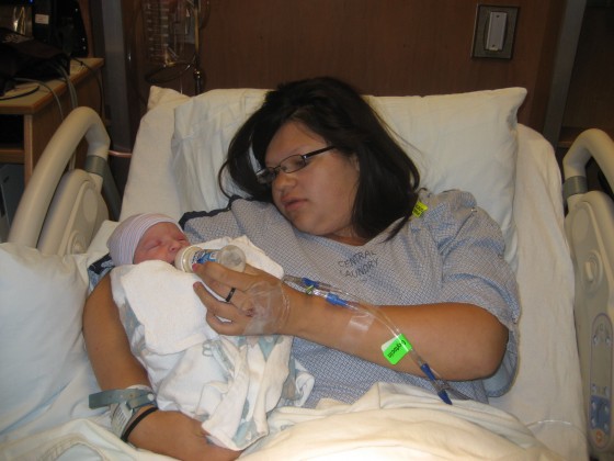 B with Avery after birth