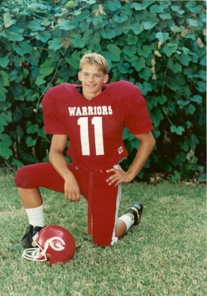 One of the pictures included was a football picture from his teen years.